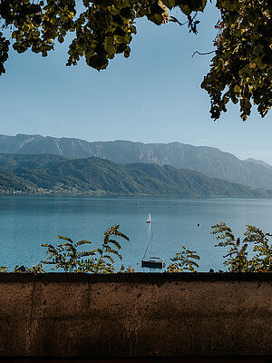 Freunde beim Essen im das Attersee im Salzkammergut