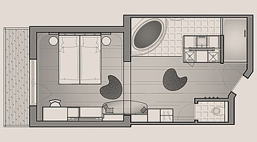 Grundriss Doppelzimmer Glamourstyle