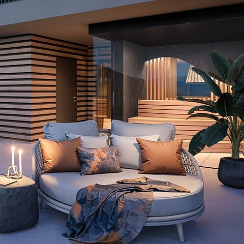 Jetzt haben wir euch einiges über unsere neuen Suiten erzählt – jetzt zeigen wir euch die mega tolle Terrasse der Private Cinema Suite 72 m² nur für euch. Mit Whirlpool. Mit Sauna.