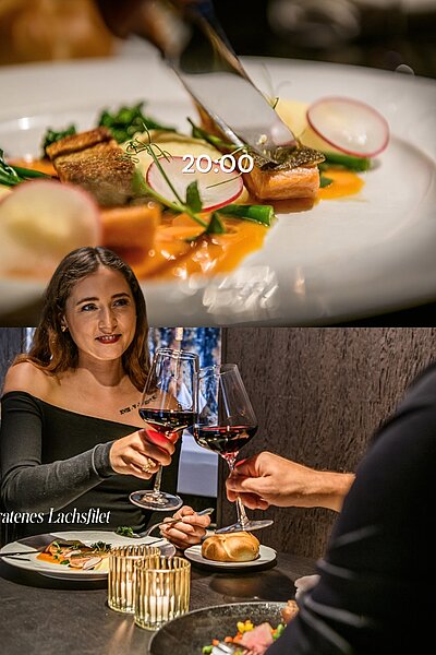 Von früh bis spät ein Genussmoment nach dem anderen.Frühstück im Zimmer. Etwas Süßes zum Teilen. Kleine Köstlichkeiten zwischendurch. Ein feines Dinner am Abend.