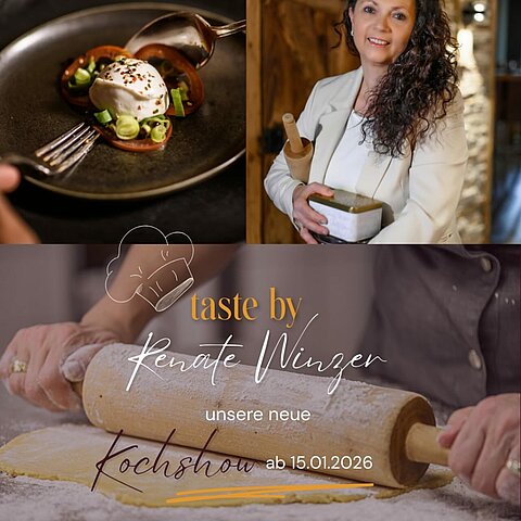 taste by Renate Winzer unsere neue Kochshow In taste by Renate Winzer zeigen wir euch regelmäßig, wie ihr ausgewählte Gerichte ganz einfach zuhause nachkochen könnt.